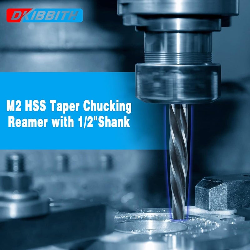DKIBBITH 1/2” Bridge Construction Reamer Drill Bit, M2 HSS Taper Chucking Reamer for Steel Alloy Metal Wood Plastic, 1/2" Non-Slip Shank, 5-Spiral Flutes Car Reamer, to Align or Enlarge Holes, 12mm - Image 5